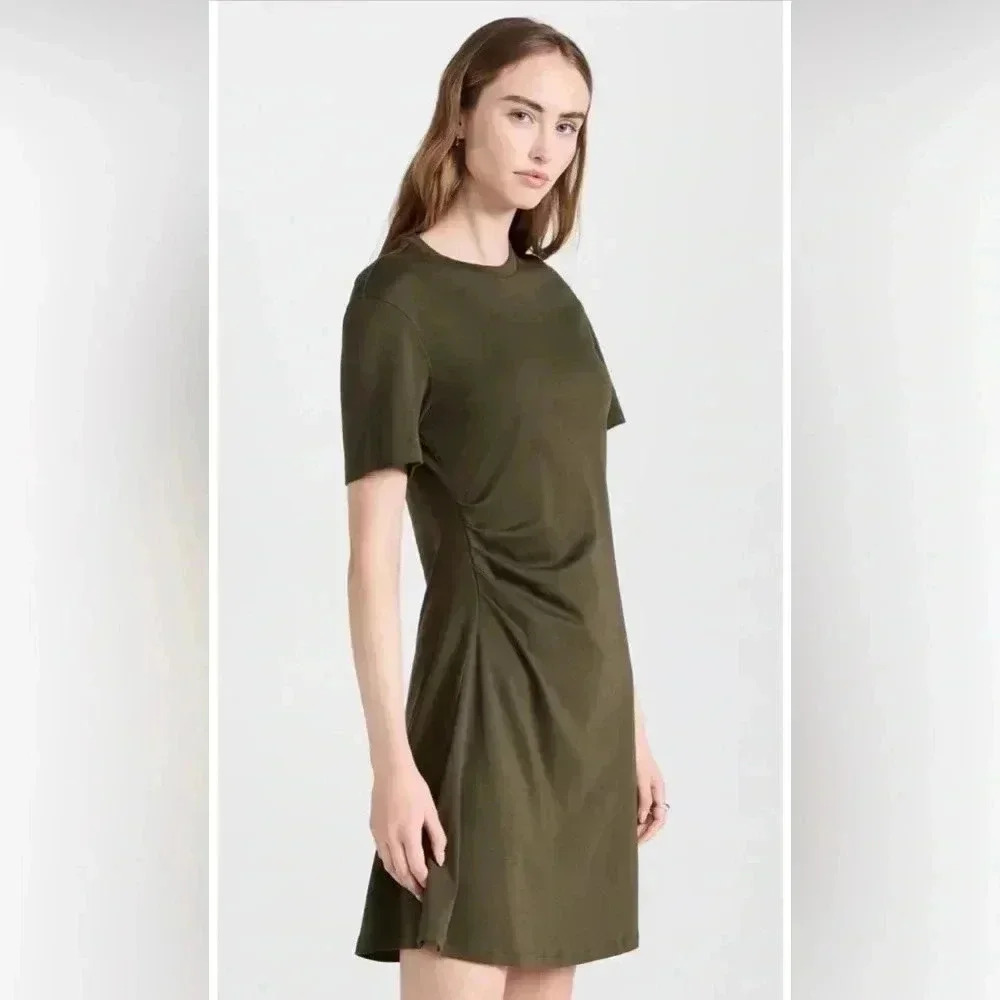 Theory Green Ruched T Shirt Dress - Women’s Large - Picture 2 of 8